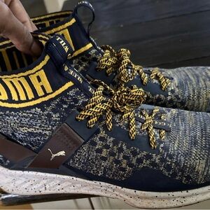 Puma Navy and Yellow Knit Men's Shoes